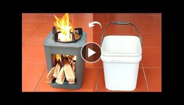 The idea of ​​making a wood stove from a plastic barrel