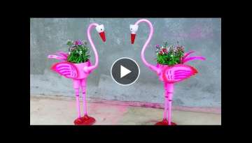 How To Make Flamingo Bird Flower Pot From Plastic Bottles for Beginners | Beautiful Garden