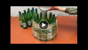 Amazing Idea . Make Coffee Table And Chairs From Glass Bottle , Old Tire And Cement .Very Easy ...