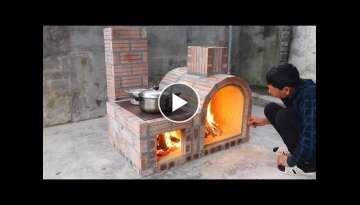 Build a smokeless wood stove + a red brick oven with cement