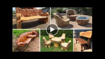 Wooden garden furniture: tables made of logs! 25 beautiful ideas!