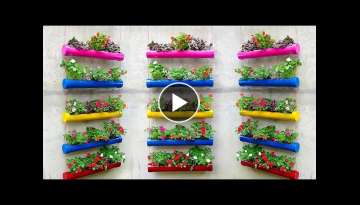 Make Beautiful Hanging Gardens Flower Pots with Plastic Pipe, Amazing Vertical Gardening