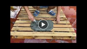 Amazing Technique making Aquarium from Wood pallet and Cement - Garden decoration ideas for you