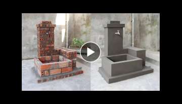 Garden ideas \ Build a fountain from bricks + cement \ DIYスタンディング蛇口