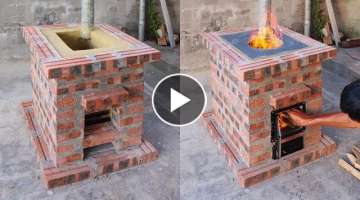 Creative ideas from cement / Build a beautiful smokeless wood stove from red bricks