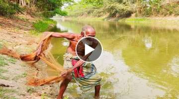 Cast Net Fishing ~ Traditional Cast Net Fishing In Beautiful River