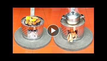2 in 1 wood stove - Ideas to make a wood stove from a washing machine cage