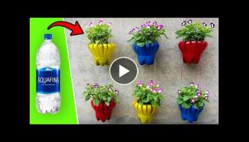 Easy Idea, Recycling Plastic Bottle To Make Beautiful Flower Pots Wall-mounted For Garden