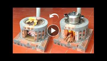 How to make a 2 in 1 wood stove from red bricks